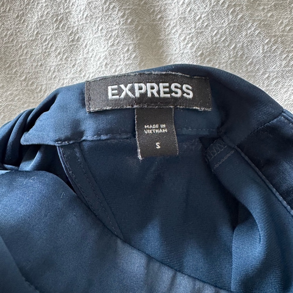 Express Deep Blue Open Back Blouse - Picture 3 of 3